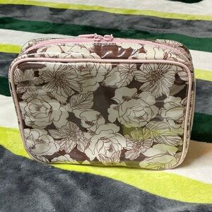 Victoria's Secret Pink and Brown Floral Cosmetic Bag